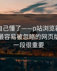 我以为自己懂了——p站浏览器被盯上了？，最容易被忽略的网页版，最后一段很重要